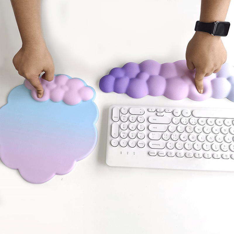 Inspodesk Find Bliss in Every Keystroke: 'CloudSoft' Ergonomic Keyboard and Wrist Pad Set