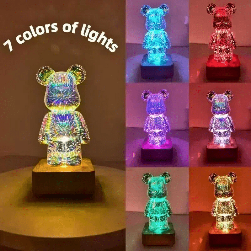 Inspodesk LumiBear Spark: Enchanting 3D Bear Light for Cozy Corners