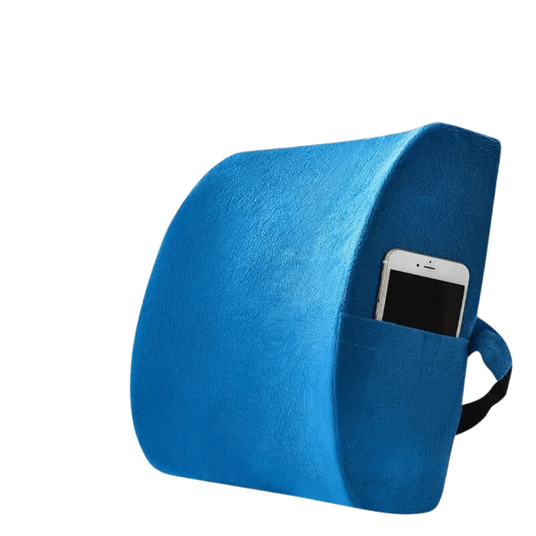 Inspodesk Ocean Blue BackBliss Luxe: Soothing Lumbar Support for Ultimate Posture