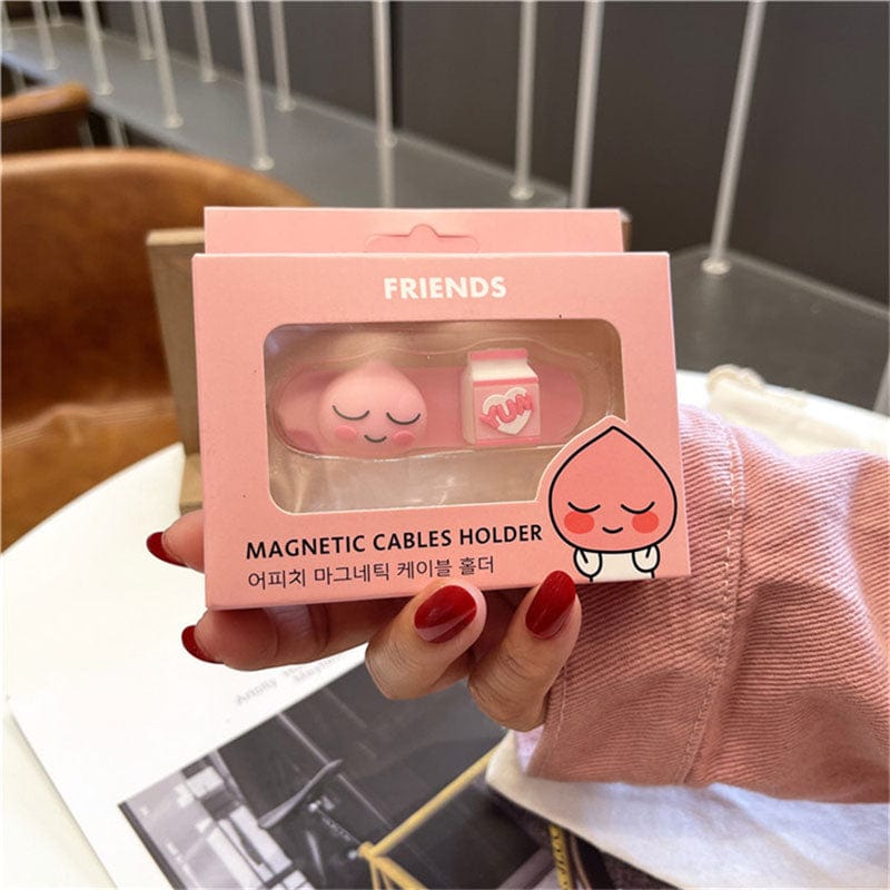 SZSIUGT Electronic Life Store Pink Milk Say Goodbye to Tangled Cables: "MagiClipz" Universal Cartoon Magnetic USB Cable Organizer Clip
