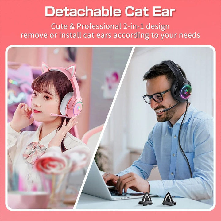 Inspodesk PinkFusion: Kawaii Cat Ear Headset