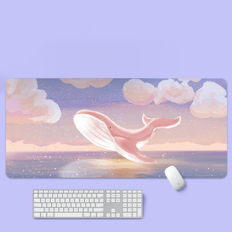 Inspodesk Whale's Wonder Immerse Yourself in Tranquil Pastel Landscapes: "Dreamscape" Desk Mat