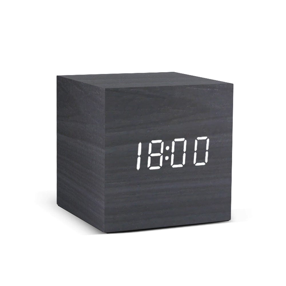 Homiga Black Biophilia 'InTime' Digital, Voice Control Mini Cube Clock