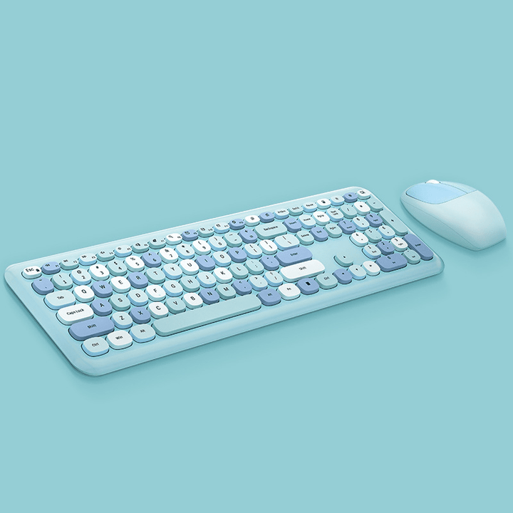 cornflower Blue Macaron' CandyClick' 2.4Ghz, Silent, Wireless Keyboard and Mouse Set