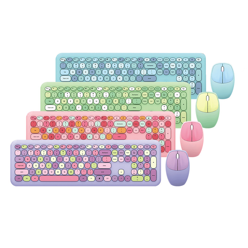 cornflower Macaron' CandyClick' 2.4Ghz, Silent, Wireless Keyboard and Mouse Set