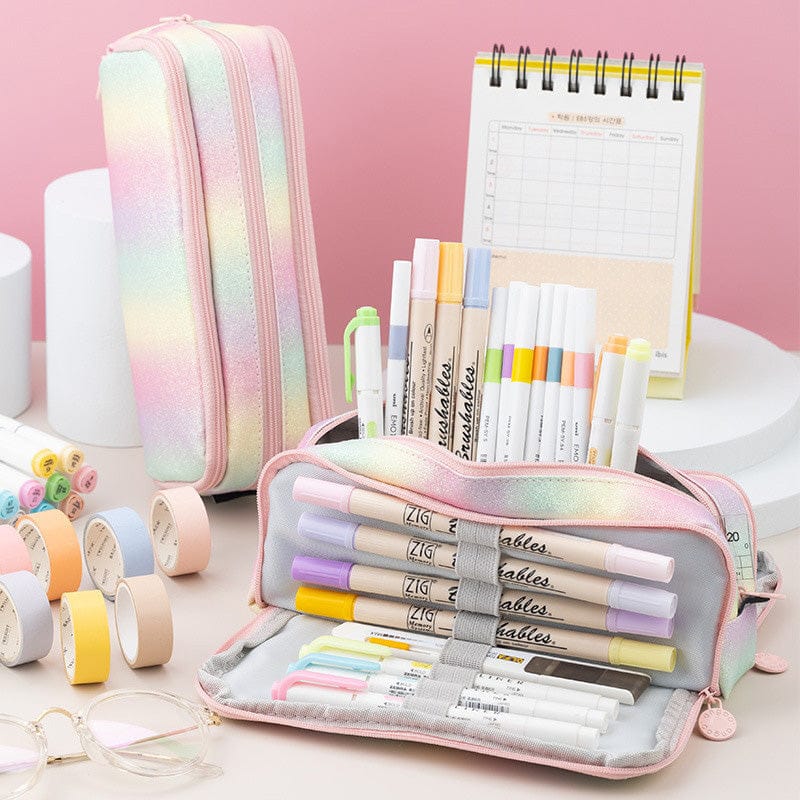 Aliexpress Drop Shipping Stationery Macaron 'DreamyLuLa' Large Pastel Rainbow Pencil Case