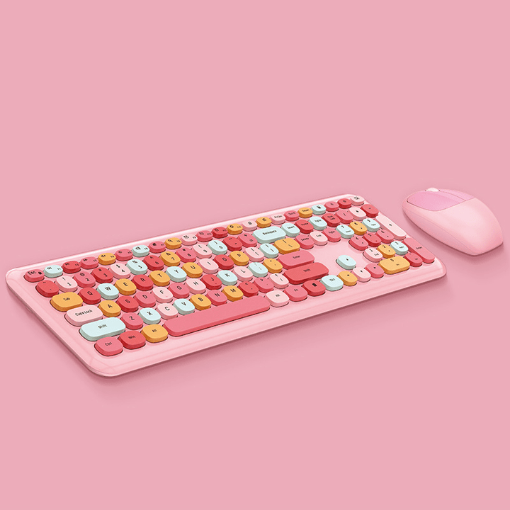cornflower Pink Macaron' CandyClick' 2.4Ghz, Silent, Wireless Keyboard and Mouse Set