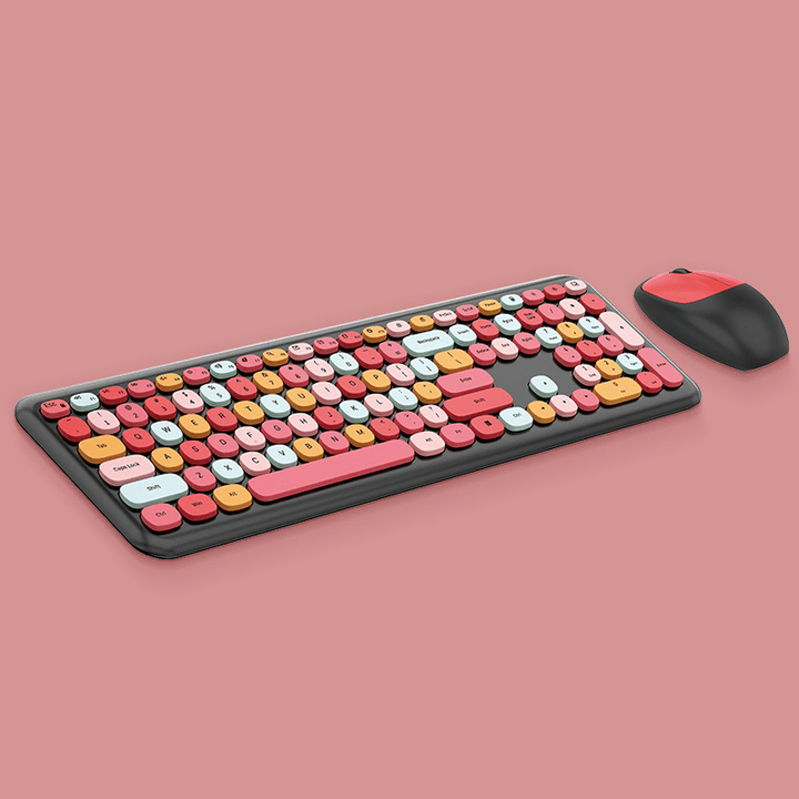 cornflower Red Macaron' CandyClick' 2.4Ghz, Silent, Wireless Keyboard and Mouse Set