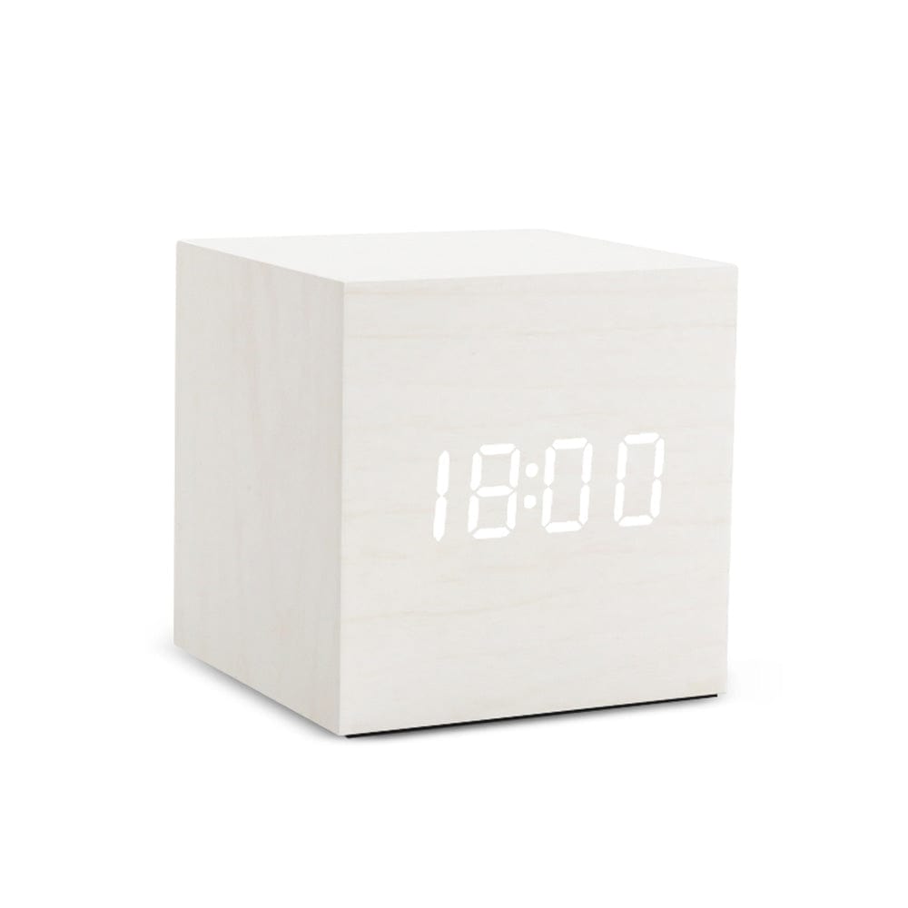 Homiga White Biophilia 'InTime' Digital, Voice Control Mini Cube Clock